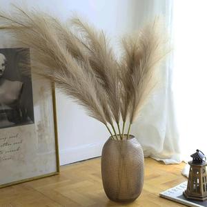 38" 10 Stems Faux Pampas Grass Decor - Tall Pampas Grass for Floor Vase Fluffy Artificial Pampas Grass for Boho Home Wedding Mothers Day DecorationBrown