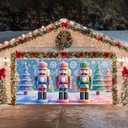 13x6ft Christmas Garage Door Cover Fairy Tale 3D Macaron Palette Nutcracker Candy Color Trees Snowflakes Checkerboard Floor Holiday Party Decorations Indoor Outdoor Wall Background