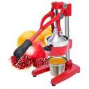 Commercial Heavy Duty Cast Iron Hand Press Manual Orange Citrus Lemon Lime Grapefruit Pomegranate Fruit Juice Squeezer Machine with Stainless Steel Cup Red