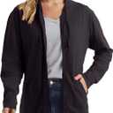 Hanes Womens Slub Knit Full-Zip Hoodie, Textured Cotton Zip-Up T-Shirt Hoodie for Women (Small, Black)