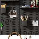 SHGJ&SOFT Peg Board Wall Organizer Panels, 22pcs - Includes 4 Black Pegboards & Accessories, Plastic Pegboard for HomeOffice, Craft Room, Gaming Setup, 
24″×24″
, Wall Mount Display Pegboard Panel Kits