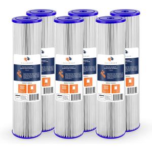 Aquaboon 5 Micron 20 x 4.5 Whole House Pleated Water Sediment Filter Replacement Water Filter Cartridge Compatible with ECP5-20BB, SPC-45-2005, 6-Pack