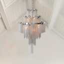 Modern Silver Chandeliers Contemporary Fringe Chandelier 8 Lights Island Tassel Chain Aluminum Pendant Ceiling Lighting Fixture for Dining Room Living Room Bedroom Hotel Hallway W23.6 H59.1