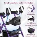 Upright Rollator Walker, Heavy Duty Stand Up Walkers for Seniors with Seat and Reversible Backrest, Foldable Standing Rollator with 8" Anti-Slip PU Wheels, Purple