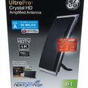 General Electric Crystal Amplified HDTV Antenna, 50-mile Range, VHF 1080P 4K, Black, 48732