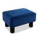 LUE BONA Small Foot Stool, Velvet Fabric Footrest Ottoman Stool with Non-Skid Plastic Legs, Rectangle Footstool Step for Couch, Desk, Office, Living Room, Navy