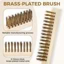 2 x 50 Pcs Bulk Brass Wire Brush 8'' L Small Wooden Handle Brass Plated Bristle Abrasive Brush for Rust Removal, Metal Welding Slag, Industry, Home and Kitchen