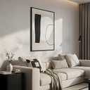 Framed Modern Black White Beige Abstract Wall Art, 1 Piece 24x36 In