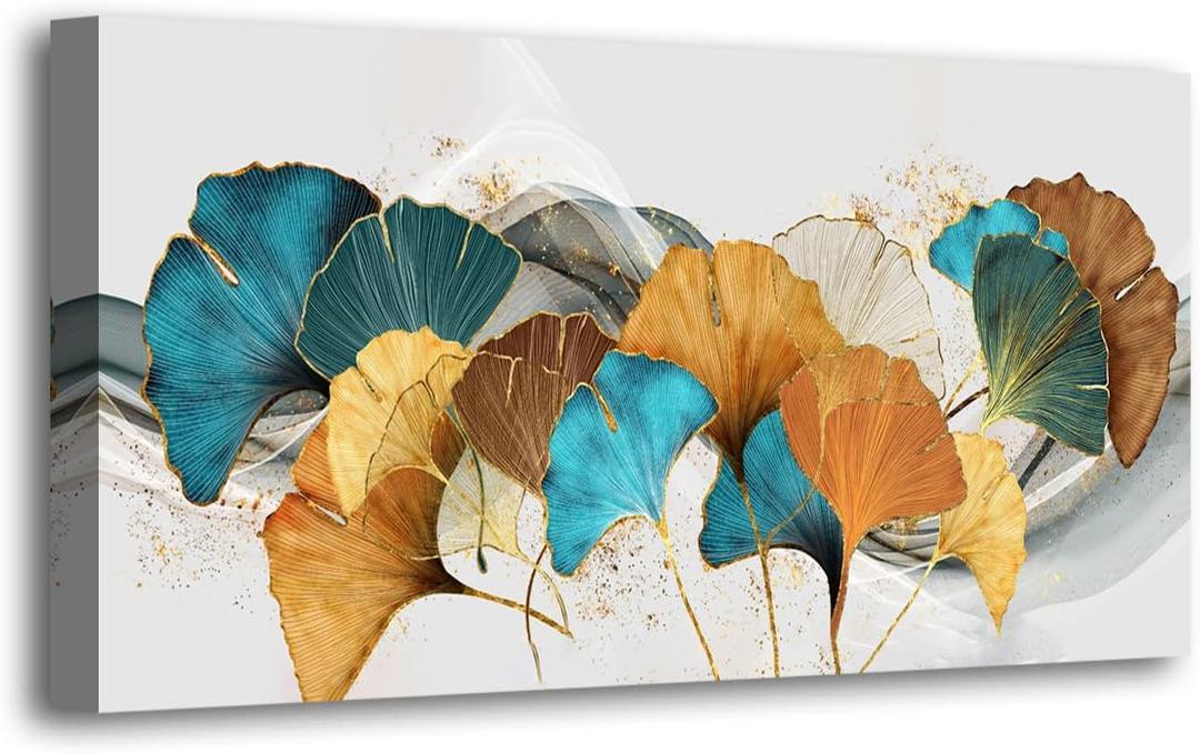 Floral Wall Art Canvas Prints Colorful Leaf Flower Pictures Bedroom Wall Decor Minimalist Plant Paintings for Living room Bathroom Office Home Kitchen Decorations 30X60inches Botanical Artwork Ready (57L" x 28W")