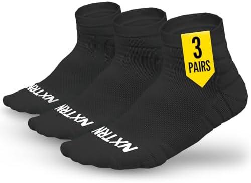 NXTRND 3 Pairs Compression Running Socks for Men, Cushion Athletic Ankle Socks, Basketball, Football, Hiking Size L/XL