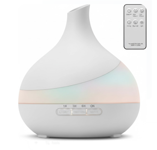 500ML Essential Oil Diffuser: Aroma Diffuser with Remote Control for Hotel Spa Yoga Room - Humidifiers for Bedroom with 14 Colors LED Night Light for Kids/Women Home Relaxation (White)