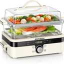 AIRMSEN Glass Food Steamer for Cooking - 8.5QT Vegetable Steamer with 2-Tier Stainless Steel Trays, 1200W Super Fast Heating for Veggies, Seafood & Rice, BPA-Free