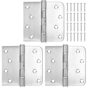 3 Pack 4 x 4 Inches Heavy 304 Stainless Steel Door Hinges, Bearing Capacity Exterior Door Hinges with Square and 5/8'' Radius