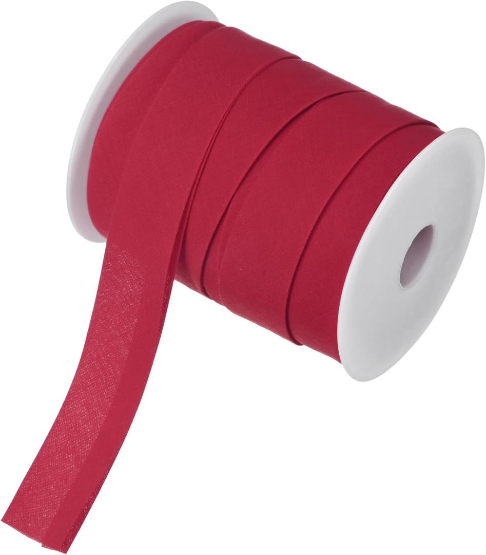 M METERXITY Double Fold Bias Tape 1 Inch 25 Yards Cotton Bias Binding Tape Bulk Double Fold Bias Tape for Sewing/Seaming Hemming/Binding//Quilting/DIY Craft [Purple Red]