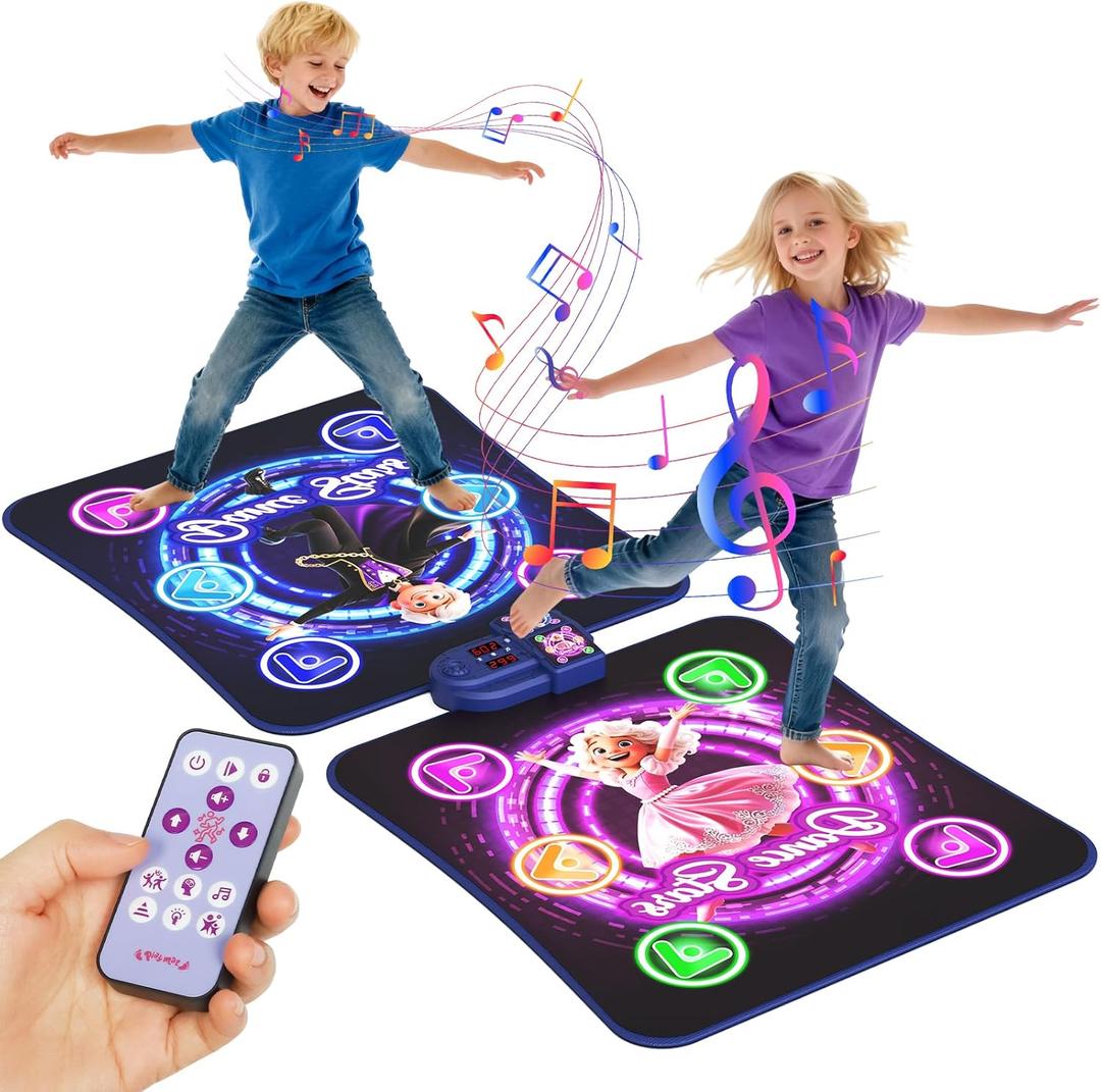 TooLion Double Dance Mat for Kids 3-12 - Dance Pad with Light-Up 12 Buttons,5 Game Modes,Touch-Sensitive & Built-in Music & Adjustable Volume,Christmas Birthday Gift for Boys Girls (Colorful)