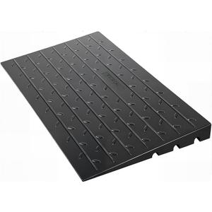 VEVOR 4" Rise Rubber Threshold Ramp, 3 Channels Cord Cover Door Ramp, No-Slip Surface, 2200 Lbs Load Capacity Rubber Ramp for for Home Doorways Driveways Curb Home Steps, 41.8" L x 24" W x 4" H, 65lbs