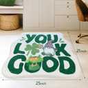 SHIYUE You Look Good St Patrick Shamrock Gnome Bath Mat, Cute Lucy Bathroom Rug, Soft Absorbent Water Non Slip Superior Microfiber Cool Shower Leprechaun Decor(21"x25"Green)