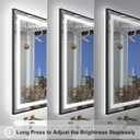 OKPAL 50x30 LED Bathroom Mirror with Black Frame, Lighted Bathroom Vanity Mirror, Front and Backlit, Dimmable, Anti-Fog, 3 Colors, Shatterproof, ETL Listed, Horizontal/Vertical