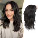 Ms Taj Hair Toppers for Women, 6.5''x6.5'' Toppers Lightweight Wiglet for Thinning Hair 16 Inch Synthetic Wavy Hairpiece Comfortable to Wear(Dark Brown)
