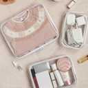 CoiiJoii 6PCS Clear Zipper Pouches, Small Christmas Item Storage Bins, Zippered Hard Pouch Double, Portable Makeup and Cosmetic Bag, Storage Organizer Bins, Hard Plastic Case, Clear Zipper Bags