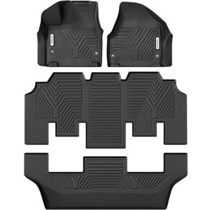YITAMOTOR Floor Mats Compatible with 2017-2026 Chrysler Pacifica 7 or 8 Passenger Model (No Hybrid Models), Included 3 Row All Weather Protection TPE Floor Liner Set, Black