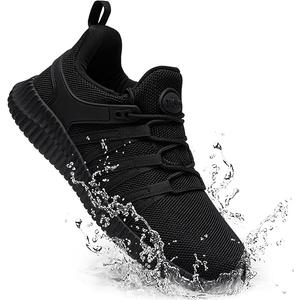 Slip On Sneakers Non Slip Work Shoes Water Resistant Comfortable Black Slip Resistant Breathable Lightweight Walking Shoes, Black, Size: Men(6.5), Women(8)