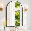 Arched Wall Mirror 38x26 Inch Black Bathroom Vanity Mirror with Metal Frame, Modern Arch Mirror for Bedroom, Living Room, Entryway, Wall Mounted Decorative Mirror
