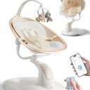 Baby Swing for Infants to Toddler, Electric Baby Swing with Sturdy Shield-Shaped Base, 180 Rotation Portable Infant Swing with 5 Speeds & 12 Lullabies for Newborn Baby Boy Girl Up to 20 lbs, White