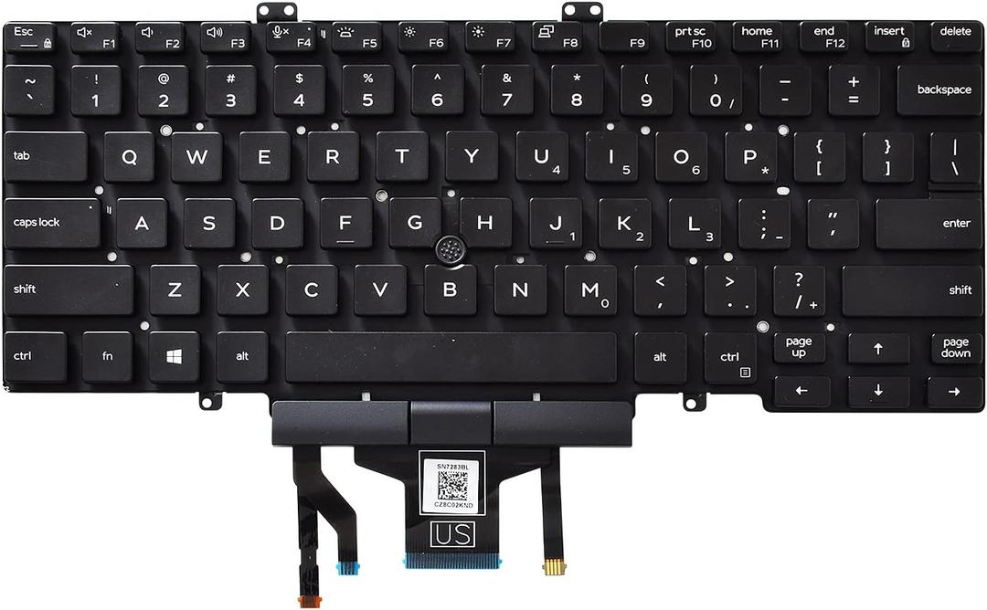 Replacement Keyboard with Backlit and Trackpoint Compatible with Dell Latitude 7400 3400 5400 7410 5401 NOT Fit for Latitude 7400 2-in-1 Black US Layout