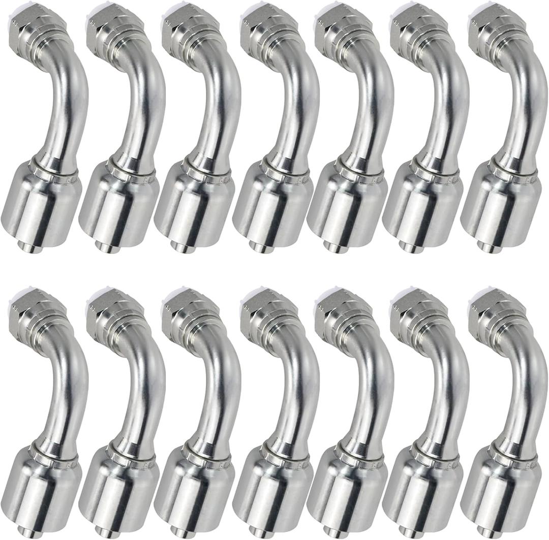 14 PCS Hydraulic Fittings 3/4" Hose x 3/4" JIC 37 Female 90 Elbow | Single Wire Braid Hydraulic Hose Repair Kit for Agriculture, Construction & Industrial Equipment