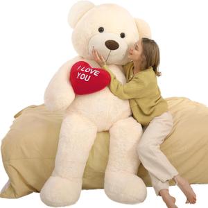 Tezituor Giant Teddy Bear Stuffed Animal 5Ft with Heart,Large Cream I Love You Bear Plush Toys for Kids Gift for Girlfriend