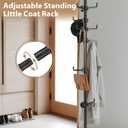 Coat Rack Freestanding, 56 to 125 inch Adjustable Tension Rod Hanger with 12 Hooks for Hanging Coat, Plant,Jacket, Hat, Scarf, Suitable for Living Room, Balcony, Kitchen Black