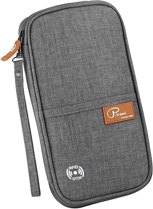 Travel Passport Wallet, RFID Family Passport Holder Large, Lightweight Passport Cover Case Waterproof Bag Document Organizer for Women & Men-Gray