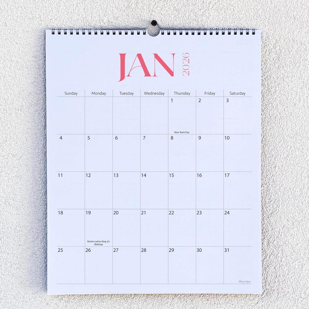 PACK OF 2 Wall Calendar 2025-2026, 18 Months, Runs From January 2025 to June 2026, 15" x 12" Large Wall Calendar with Hanger, Thick Paper, Spiral Binding, Easy to Write Down Your Plans and Daily/Elegance