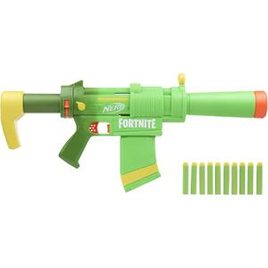 Nerf Fortnite SMG-Zesty Blaster, 10 Nerf Elite Darts, 10-Dart Clip, Removable Stock & Barrel, Fortnite Gifts for Boys & Girls, Large