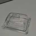 QFkris Clear Glass Butter Dish with Cover for Countertop, 7" Large Square Crystal Butter Dish with Lid and Wide Handle for Fridge Kitchen