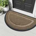 OLANLY Half Circle Door Mat Indoor Outdoor Entrance Welcome, Waterproof All-Season, All-Weather Doormat, Sturdy Natural Rubber, Low Profile, Easy Clean Patio Porch Entryway Mat, 29.5x17, Brown