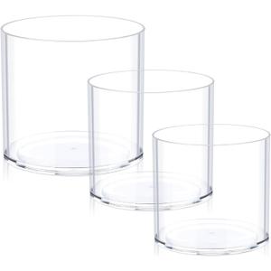 Clear Vase Set of 3, Polycarbonate, Round, Transparent, Wide Mouth, Ideal for Wedding Decor, Flowers, Bedroom, Living Room, Bathroom, Break Resistant