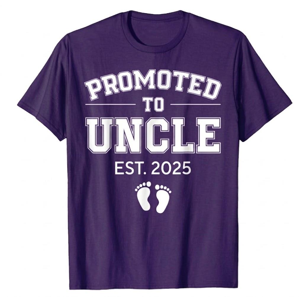 Promoted to Uncle Est 2025 Uncle to Be Gifts 1St Time Uncle T-Shirt (L, Purple)