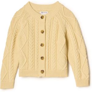 Amazon Essentials x Sofia Grainge Unisex Toddlers and Babies' Cable Knit Fisherman Cardigan Sweater (3-6 Months, Butter Yellow)