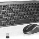 Compact Wireless Keyboard Mouse Combo, Mini Portable Travel Keyboard and Silent Mouse Set with USB Receiver, Quiet Click, Small Size, Adjustable 2400 DPI for Computer, Laptop, PC, Windows, Mac