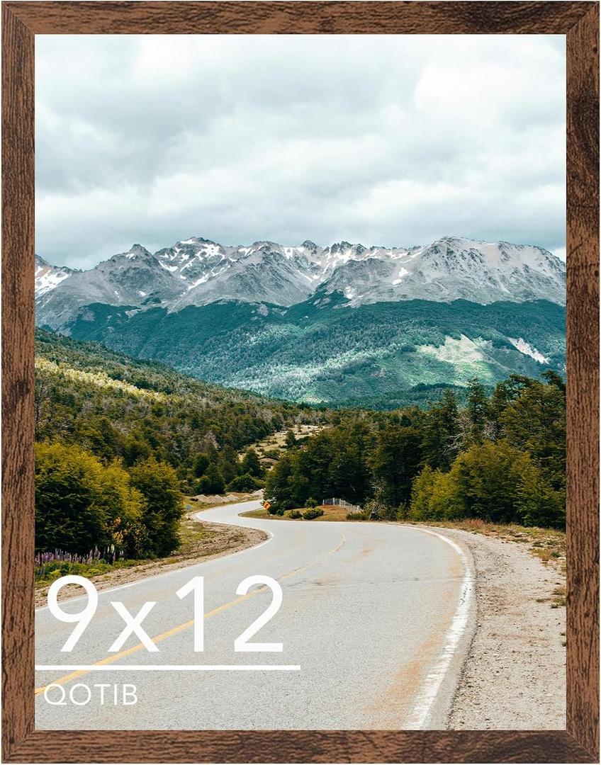 9x12 Picture Frame Deep Brown for Wall Hanging or Tabletop, Wood 9 x 12 Frame Photo Frame for Wall Horizontally or Vertically, Deep Brown, 1 Pack