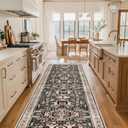 Washable Kitchen Runner Rug 2'6''x12' - Non-Slip Hallway Entryway Rugs with Rubber Backing Soft Thin Carpet for Bathroom Vintage Stain Resistant Indoor Home Decor Mat for Bedroom (Black, 2'6'' x 12')
