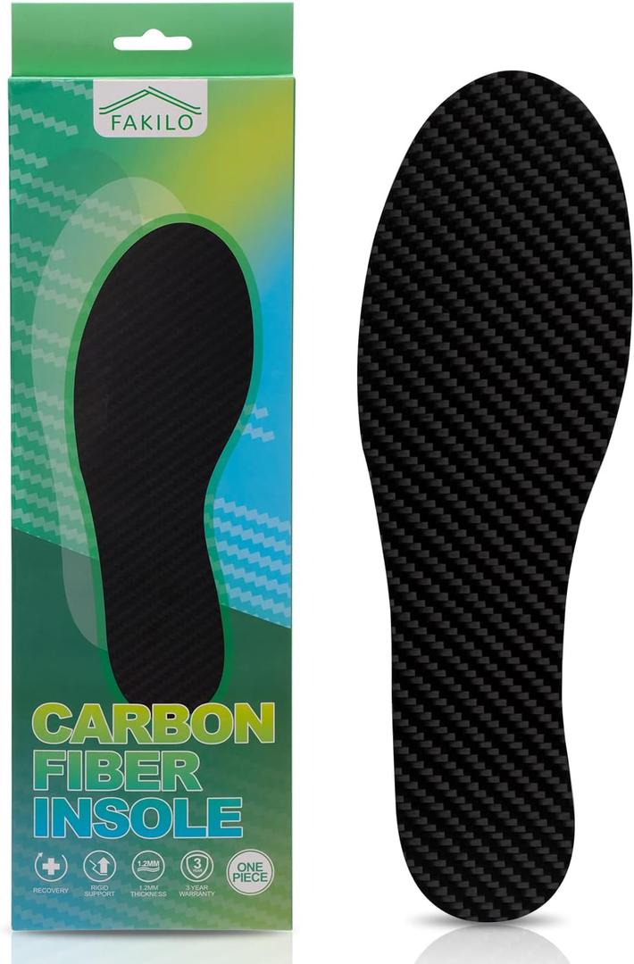 FAKILO Carbon Fiber Insole 1 Insert, Carbon Fiber Insert for Women Men,Rigid Carbon Insole for Hallux Rigidus, Turf Toe Relief Foot Pain, Size: 215mm-Women 4