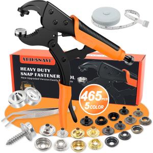 Heavy Duty Canvas Snap Kit, Snap Fastener Tool, 465 PCS Boat Cover Snap Button Kit, 5 Colors of Boat Cover Snaps, 15mm Canvas Snaps Marine Stainless for Repairing Boat Covers, Fabric, Tarps, Canvas