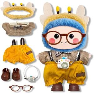 1 Sets Doll Clothes & Accessories for 17cm Dolls (NO Doll),Include:1 Clothes；1 Glasses；1Camera；1 Shoes; Soft & Stylish Costume Accessories Suit Cute Stylish Dress Up; Little Bee