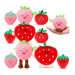 Hiboom 10 Pcs Strawberries Stuffed Plush Cuddly Cute Pocket-Sized Soft Stuffed Strawberry Plush Fruit Collectable Great Gift Ideas for Strawberry Lover Family Friend Loved One