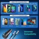 USB C Car Charger for iPhone 16, 36W 2 Pack Fast Charging Car Charger Adapter with PD&QC3.0 for iPhone 16 15 14 13, Galaxy S24/S23/S22, iPad Pro/Mini/Air, Google Pixel 6/5/4-6FT USB C-C Nylon Cable