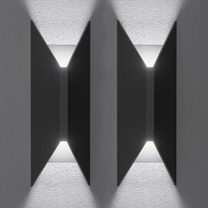 22W Dimmable LED Outdoor Wall Sconce,Modern Up Down Porch Lights 2700K 3000K 3500K 4000K 5000K 5 Colors Changeable,1800 Lumens Outdoor Wall Lights Exterior for House,Garage Door 2 Pack (14-inch Style A)