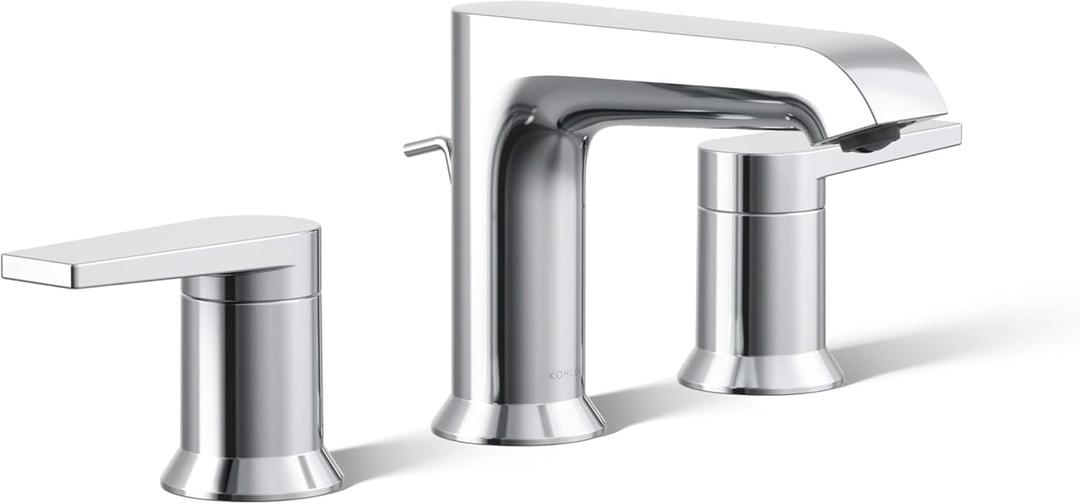 KOHLER 97093-4-CP Hint Widespread Bathroom Faucet with Pop-Up Drain Assembly, 3 Hole 2-Handle Bathroom Sink Faucet, 1.2 gpm, Polished Chrome